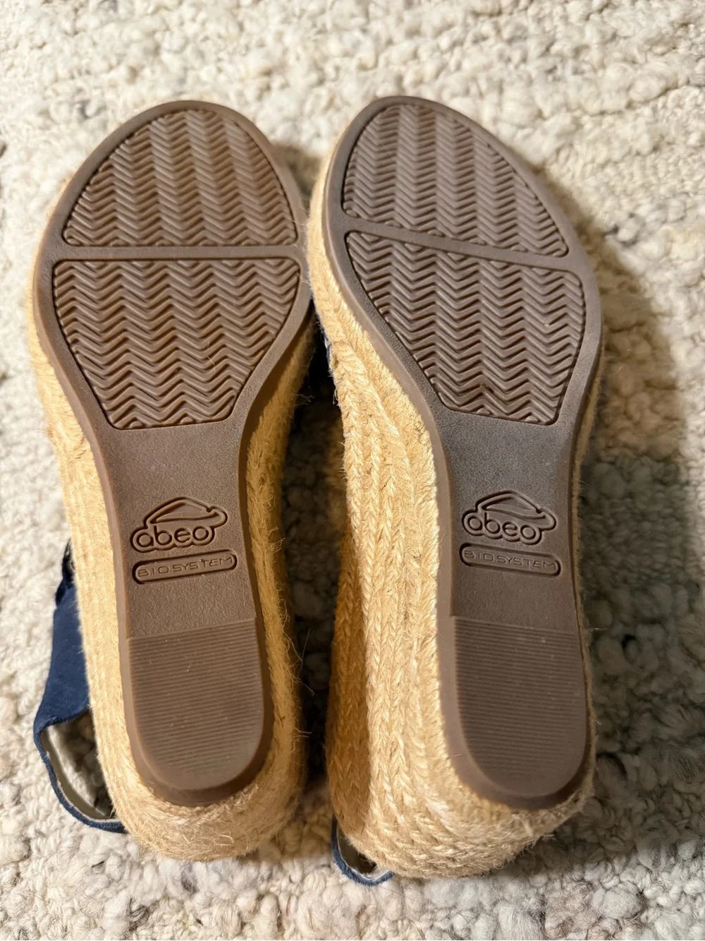Abeo Navy Espadrille Slingback Wedge with Ankle Wrap